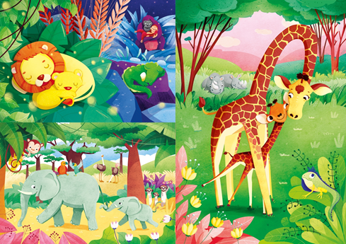 Puzle 3x48 Jungle Friends Clementoni