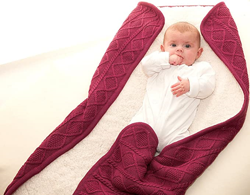 Ziggle Shepra vuna ćebe za bebe boja maline